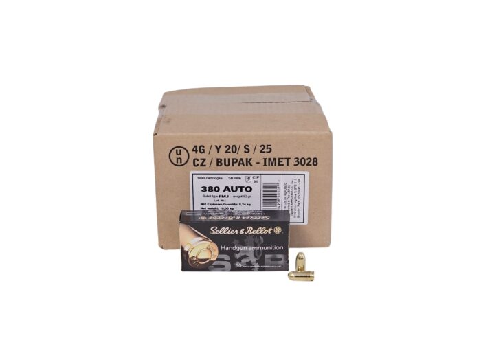 Sellier & 380 ACP - Sellier & Bellot .380 ACP CASE 92 Grain FMJ – 1,000 Rounds (CASE) SB380A