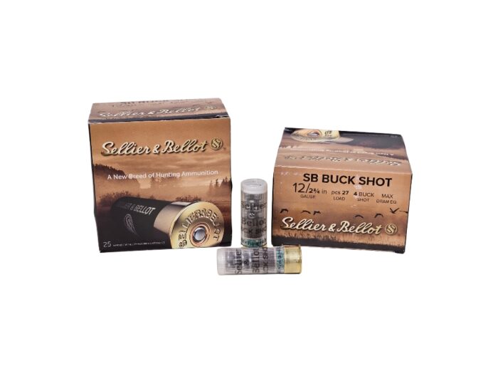 Sellier & 12 Gauge 250 Rounds 4oz - Sellier & Bellot 12 Gauge 2.75″ 1 1/4oz 27 Pellet #4 Buck – 250 Rounds (CASE) [NO TAX out