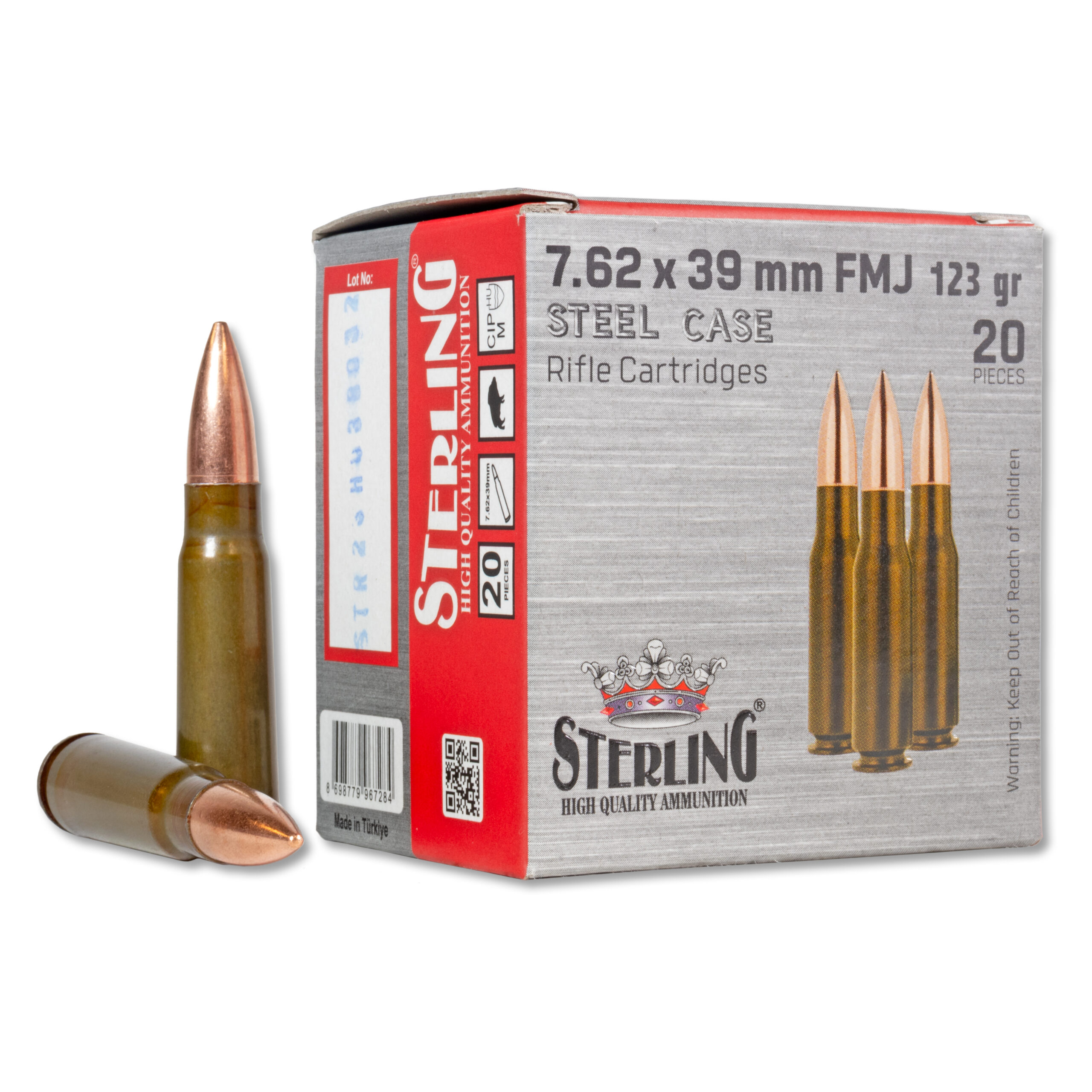 Sterling 123gr Steel Case - Sterling 7.62×39 123gr Steel case – Box of 20