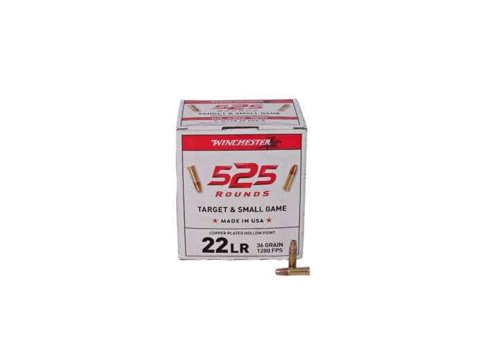Winchester 22lr 36gr 525 - Winchester .22 Long Rifle 36 Grain Copper Plated Hollow Point – 525 Rounds (Box) 22LR525HP