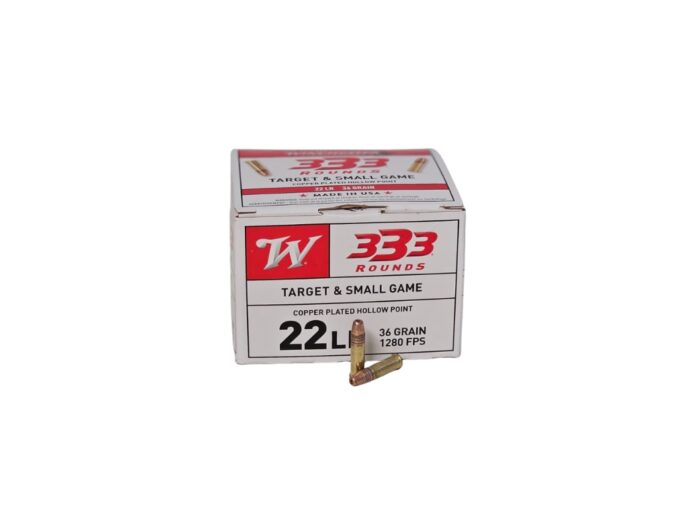 Winchester 22lr 36gr 333 - Winchester .22LR 36 Grain Copper Plated Hollow Point – 333 Rounds (Box) 22LR333HP
