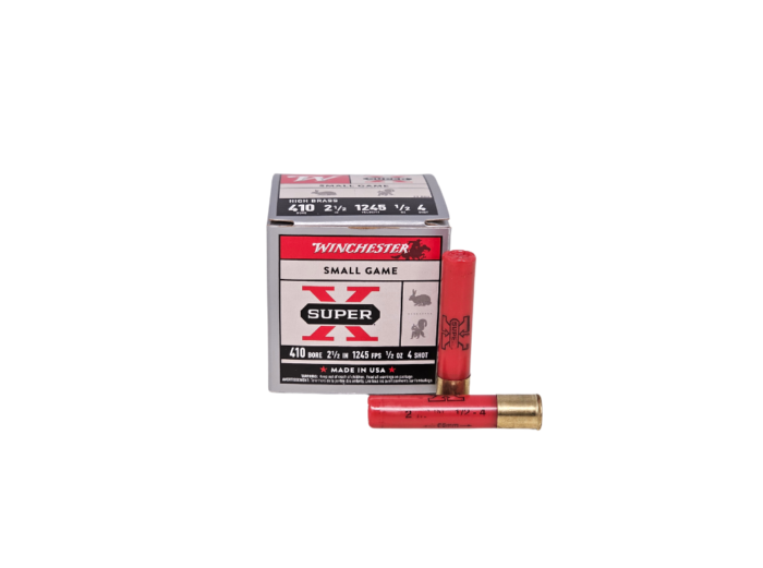 Winchester .410 Bore 2.5 Inch 1/2 Oz. #4 Shot 1245 FPS – 25 Rounds (Box) X414