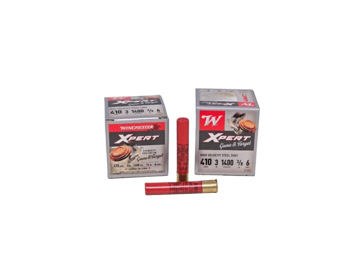 Winchester .410 Bore STEEL Shot XPERT High Velocity 3 Inch 3/8 Oz. #6 Shot 1400 FPS – 25 Rounds (Box) WE413GT6