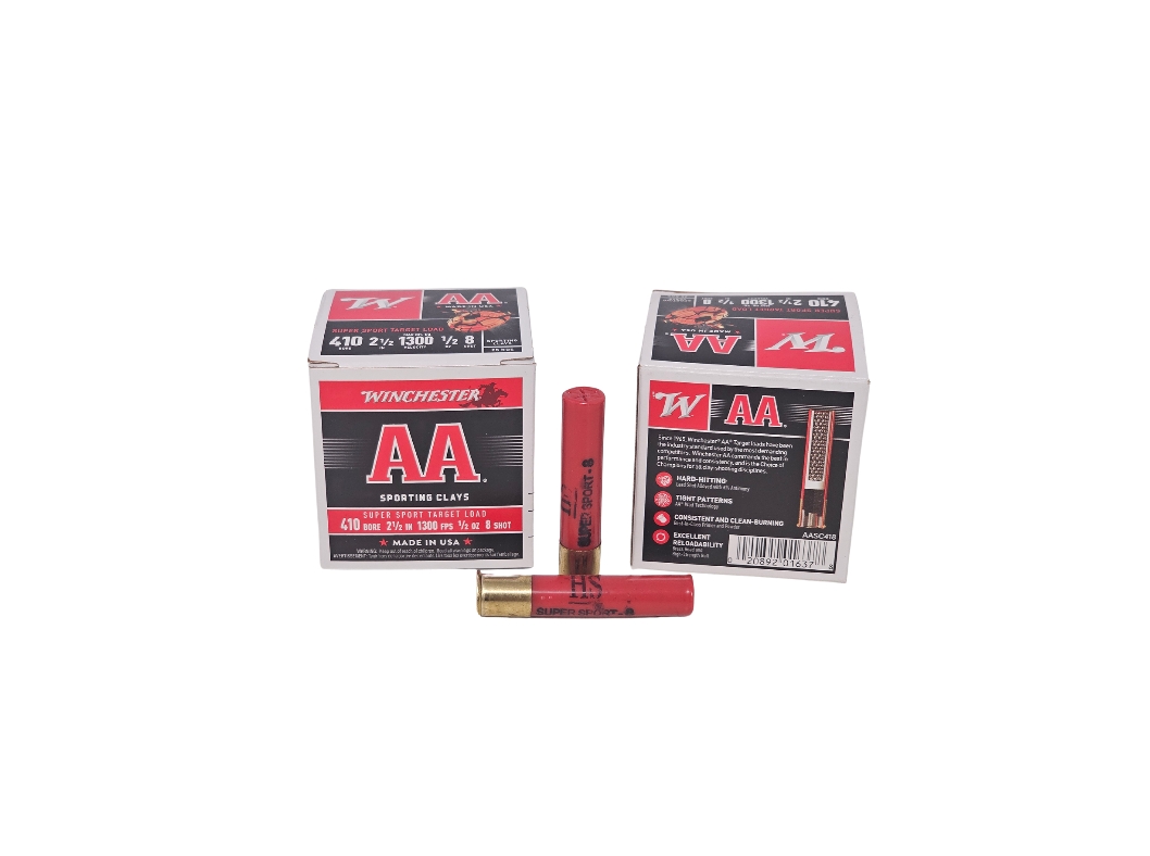 Winchester AA Sporting Clays .410 Bore 2.5 Inch 1/2 Oz. #8 Shot – 25 Rounds (Box) AASC418