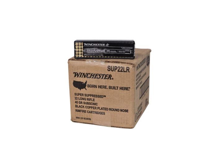 Winchester Super 22lr 45gr 000 - Winchester Super Suppressed .22LR CASE 45 Grain Black Copper Plated HP – 2,000 Rounds (CASE)