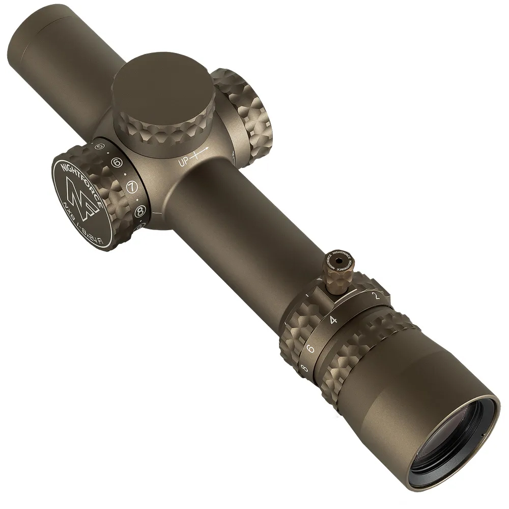 Nightforce NX8 – 1-8x24mm F1 MRAD PTL FC-DMx Dark Earth Riflescope w/Capped E/W C663